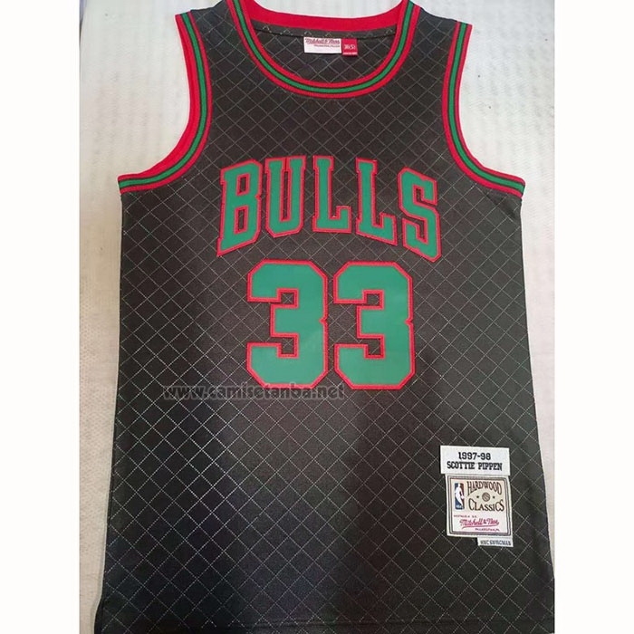 Camiseta Chicago Bulls Scottie Pippen #33 Mitchell & Ness 1997-98 Negro